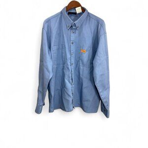 Marv Holland Button Down Shirt Men Size 3XLR Blue Long Sleeve Firewall Workwear